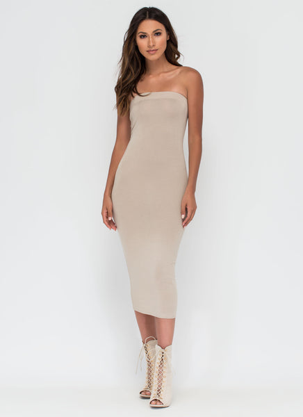 Keep It Simple Tube Midi Dress