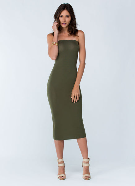 Keep It Simple Tube Midi Dress