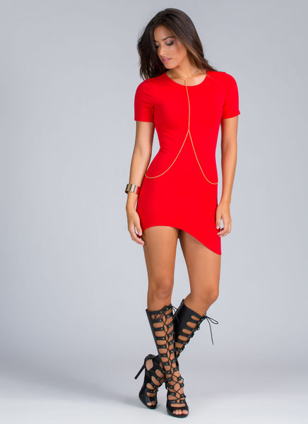 Thigh Hi And Hello Curved Hem Dress