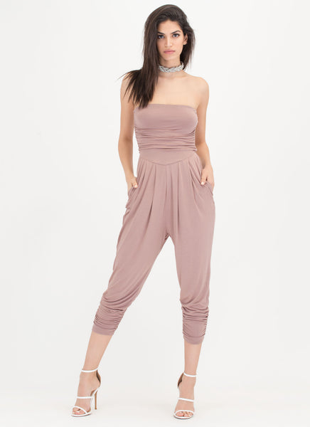 Go For It Ruched Harem Jumpsuit