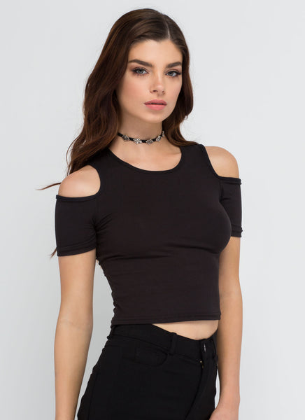 Piped Dream Cold Shoulder Crop Top