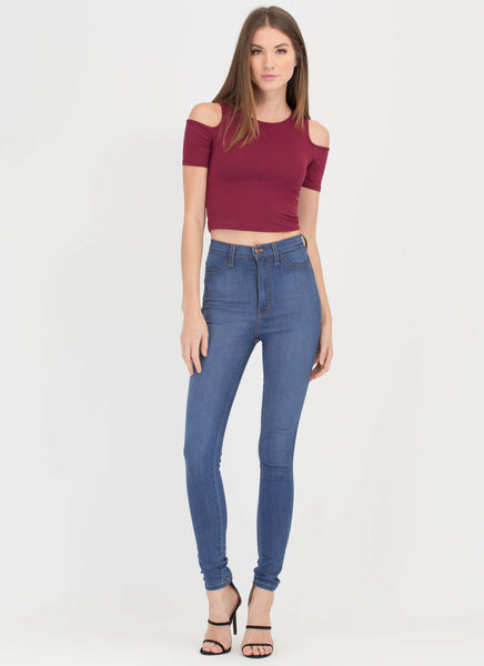 Piped Dream Cold Shoulder Crop Top