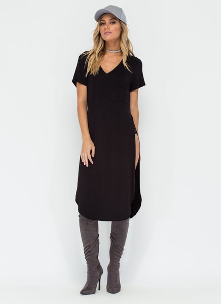 Slit Up Take Notice T-Shirt Midi Dress