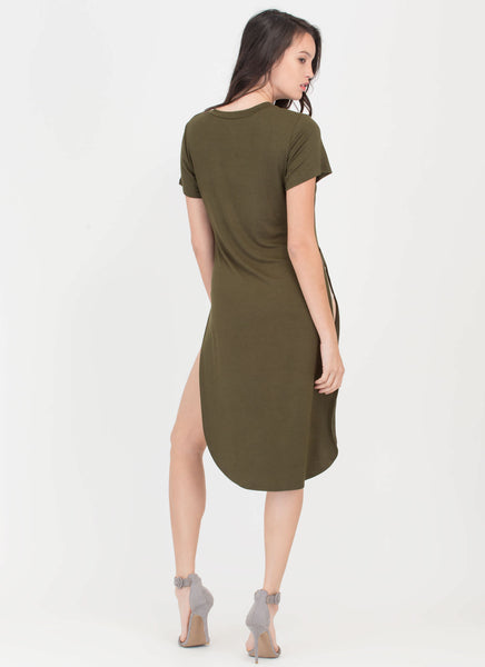 Slit Up Take Notice T-Shirt Midi Dress