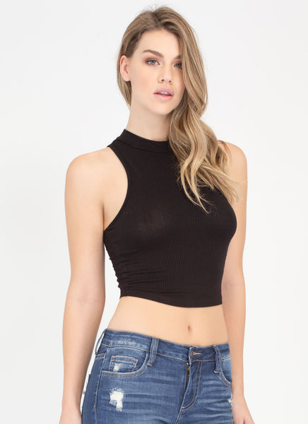 Easy Going Cropped Rib Knit Top