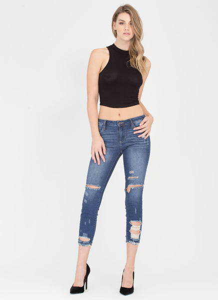 Easy Going Cropped Rib Knit Top