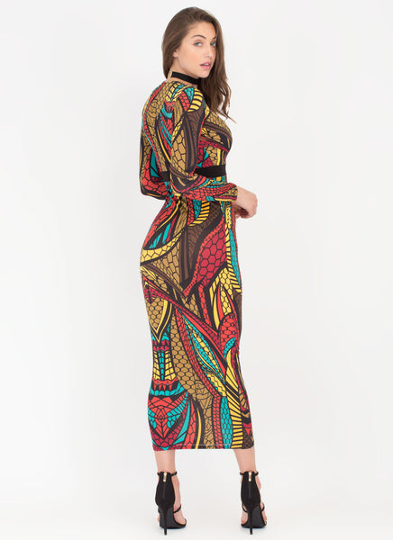 Balanced Scales Plunging Maxi Dress