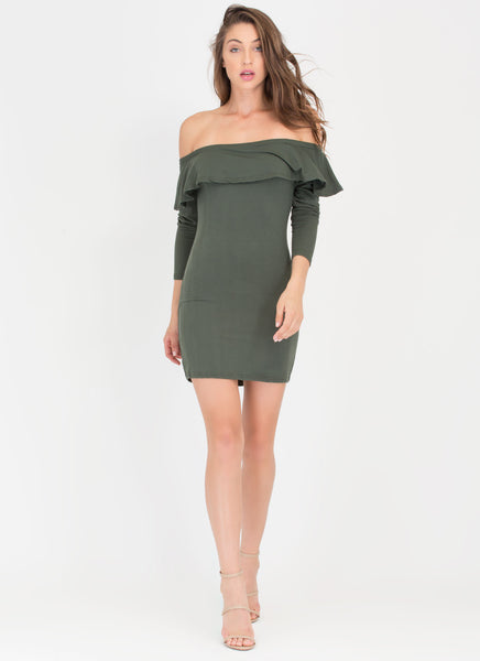 Ruffle Rider Off-The-Shoulder Dress