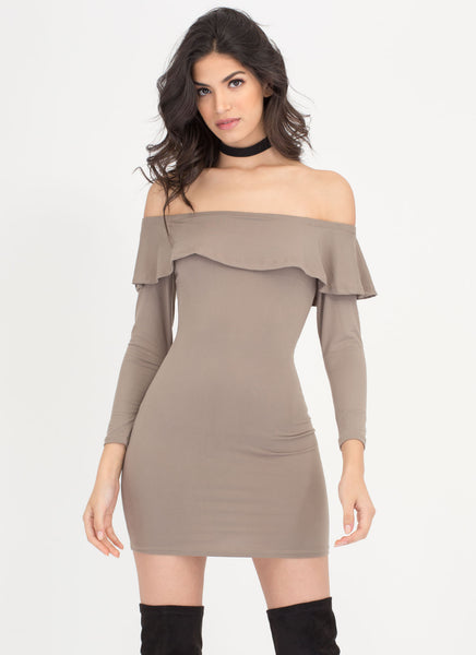 Ruffle Rider Off-The-Shoulder Dress