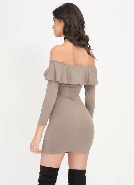 Ruffle Rider Off-The-Shoulder Dress