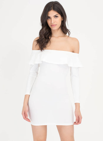 Ruffle Rider Off-The-Shoulder Dress