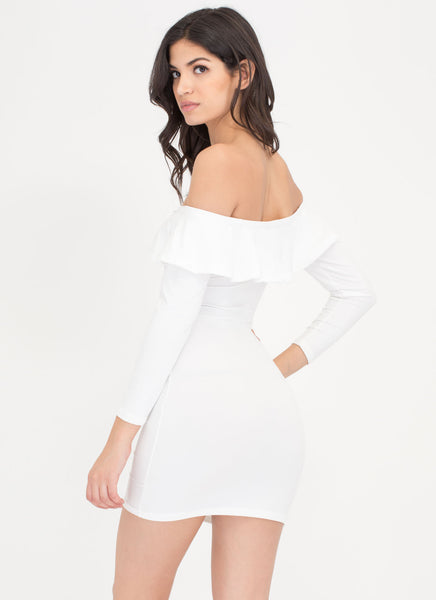 Ruffle Rider Off-The-Shoulder Dress