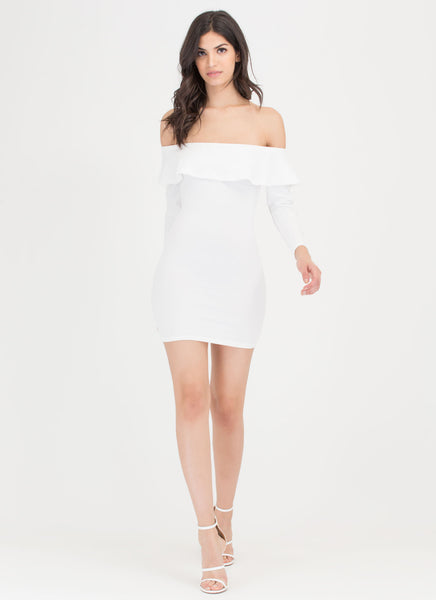 Ruffle Rider Off-The-Shoulder Dress