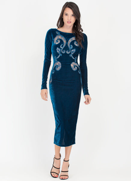 Velvet Portrait Sheer Filigree Dress