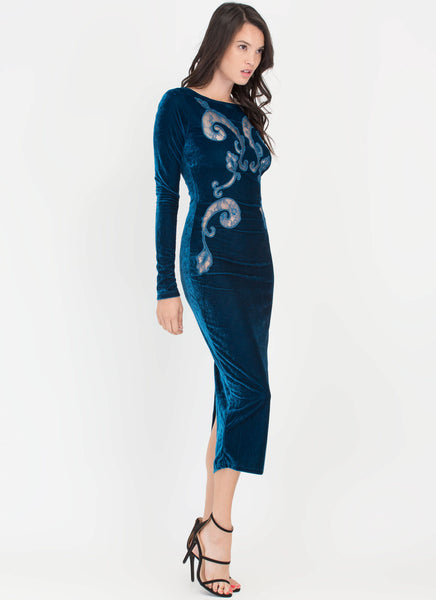 Velvet Portrait Sheer Filigree Dress