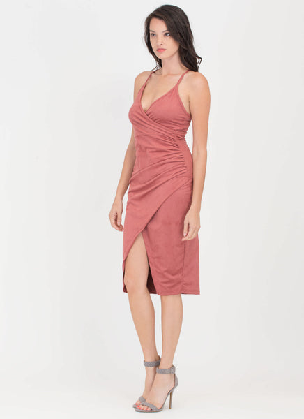 Curve Appeal Faux Suede Wrap Dress