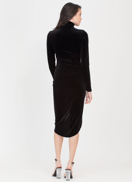 Dreamy Velvet Turtleneck High-Low Dress