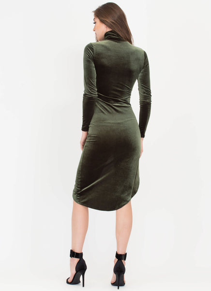 Dreamy Velvet Turtleneck High-Low Dress