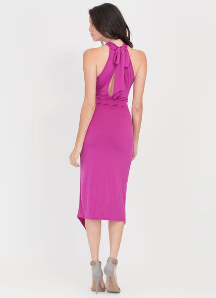 Double Date Plunging Tied Midi Dress