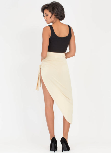 Tied Down Cut-Out Sarong Maxi Skirt