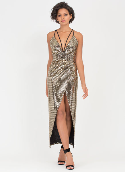 Sparkle With Me Plunging Maxi Dress