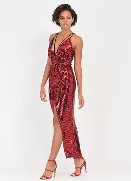 Sparkle With Me Plunging Maxi Dress