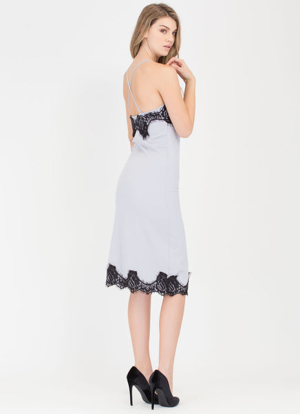 Set The Lace Midi Slip Dress