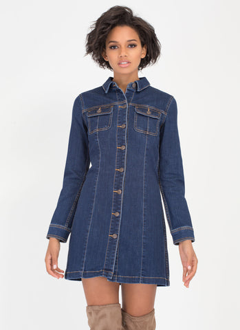 Denim Dame A-Line Shirtdress