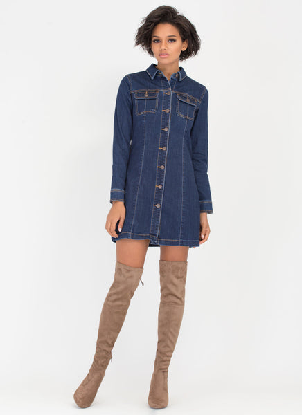 Denim Dame A-Line Shirtdress