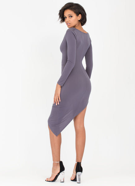 Cowl Girl Asymmetrical Draped Dress