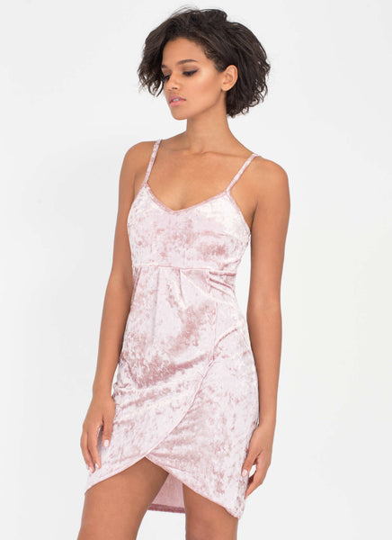 Crushed It Velvet Tulip Hem Dress