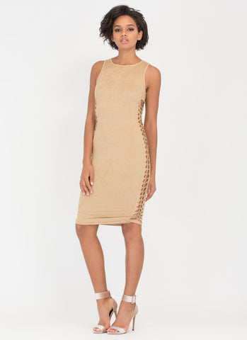 Weave It To Me Faux Suede Dress