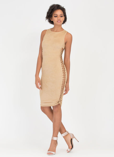 Weave It To Me Faux Suede Dress