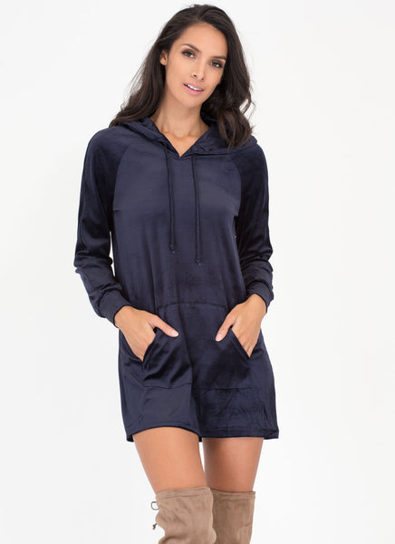 Hood Luck Velvet Sweatshirt Dress