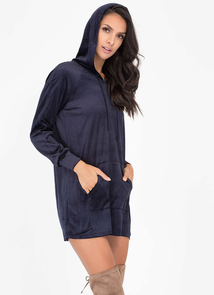 Hood Luck Velvet Sweatshirt Dress