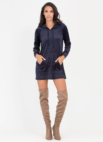 Hood Luck Velvet Sweatshirt Dress