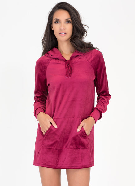 Hood Luck Velvet Sweatshirt Dress