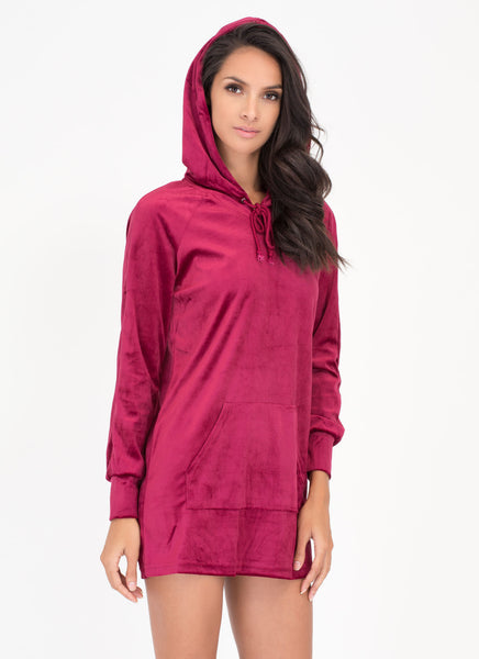 Hood Luck Velvet Sweatshirt Dress