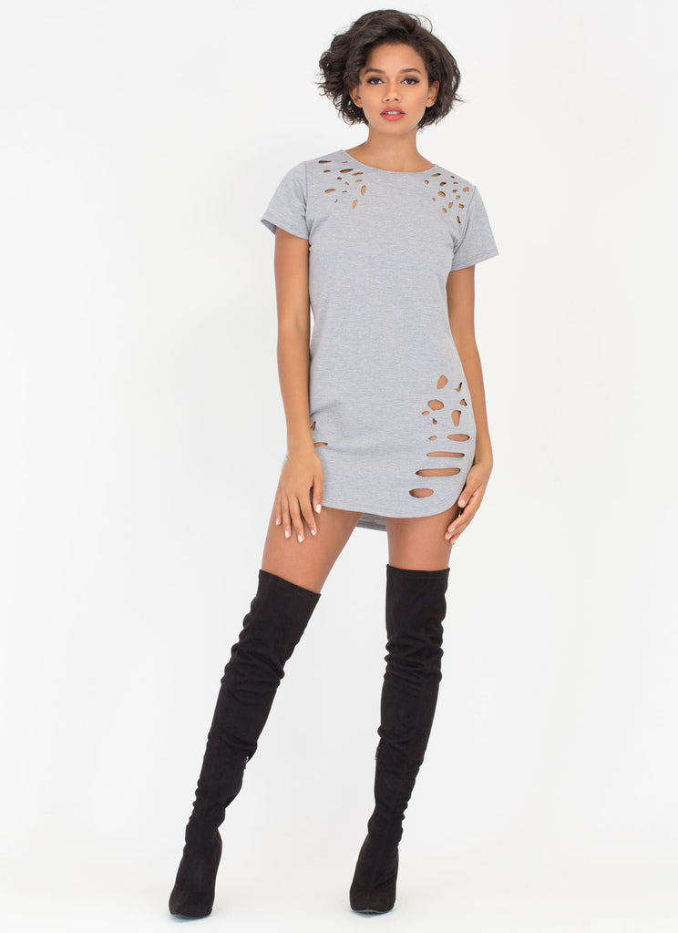 White ripped shop t shirt dress