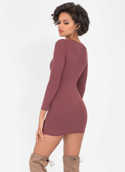 String You Along Tied Rib Knit Dress