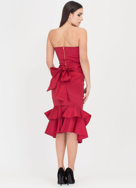 Care To Dance Strapless Ruffled Dress