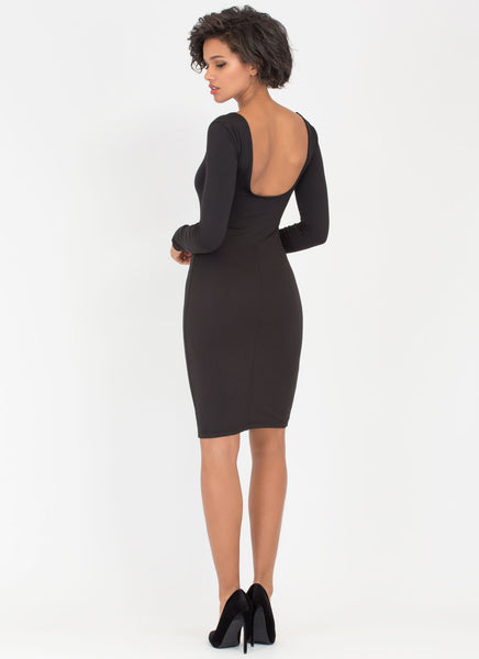 Give You The Scoop Low-Cut Midi Dress