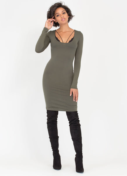 Give You The Scoop Low-Cut Midi Dress