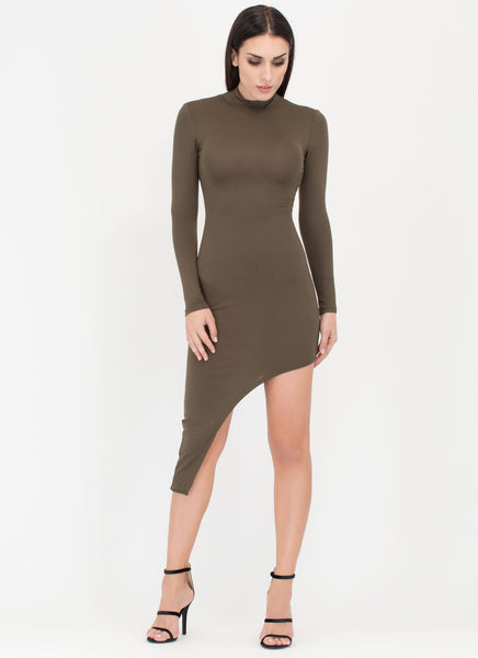 X Game Cut-Out High-Low Bodycon Dress