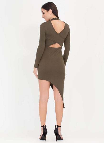 X Game Cut-Out High-Low Bodycon Dress