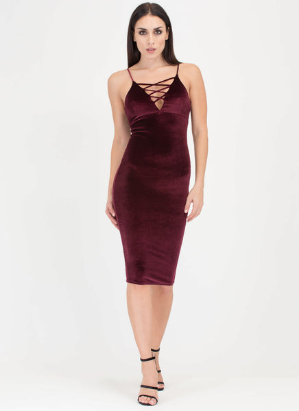 Triple X Strappy Velvet Midi Dress