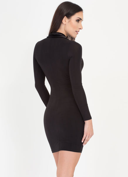 Velvet Touch Collared Ruched Minidress