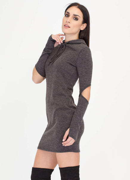 Sleepover Cut-Out Hooded Knit Dress