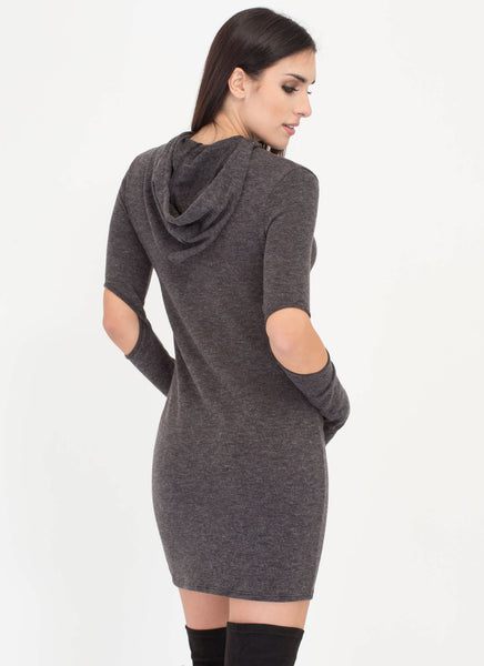 Sleepover Cut-Out Hooded Knit Dress