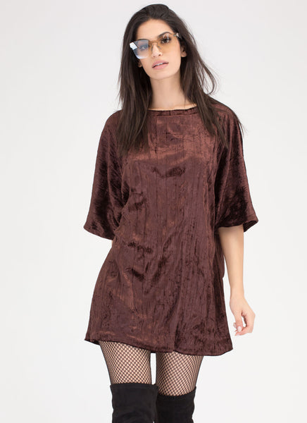 Crush Hour Crinkled Velvet Shirt Dress